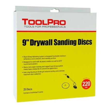Toolpro 9 in 220 Grit Hook and Loop Sanding Discs 25Pack, 25PK TP12200